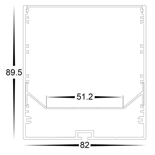 Large Deep Square White Aluminium Profile - HV9693-8090-WHT-3M