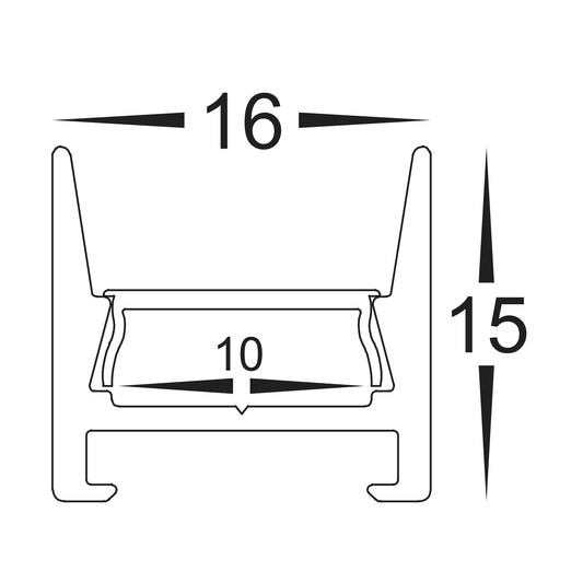 Shallow Square Aluminium Profile - HV9693-1615-WHT- EC