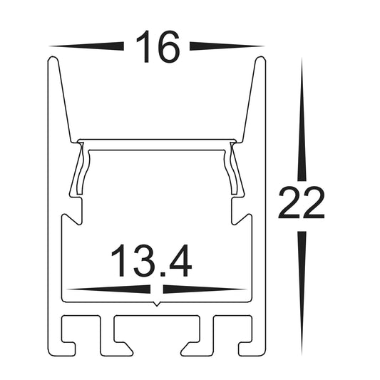 Shallow Square Aluminium Profile - HV9693-1622-EC
