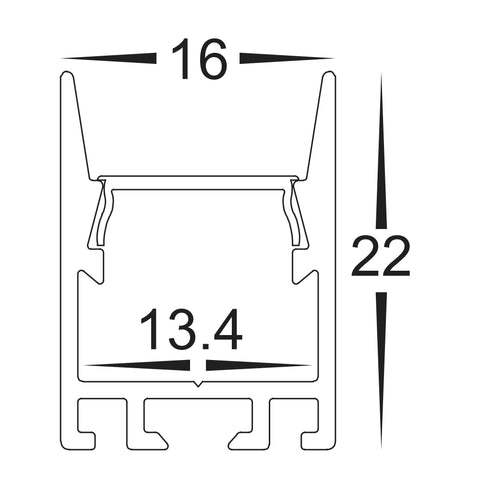 Shallow Square Aluminium Profile - HV9693-1622-3M