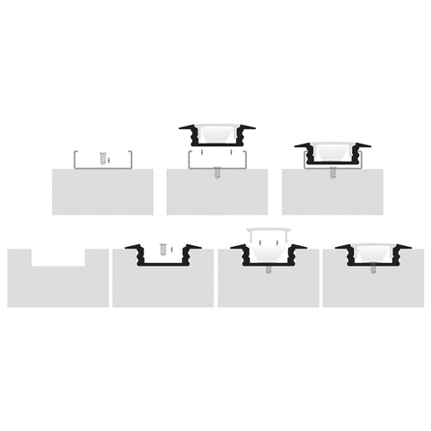 Black Shallow Square Winged Aluminium Profile - HV9695-2507-BLK-EC