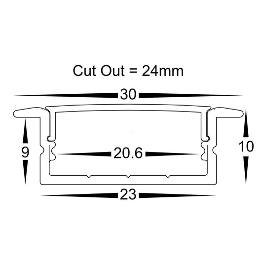 Shallow Square Winged Aluminium Profile - HV9695-2810-MC