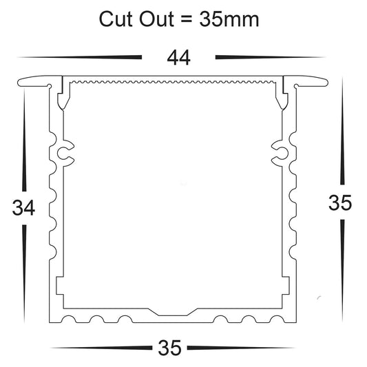 Deep Square Winged Aluminium Profile - HV9695-4435