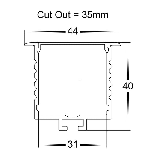 Deep Square Recessed Winged Aluminium Profile - HV9695-4540-MC