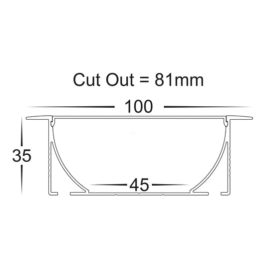 Large Deep Square Winged Aluminium Profile - HV9695-9835-EC