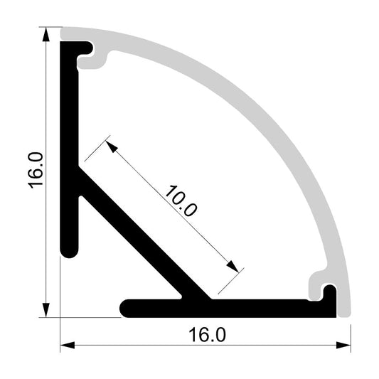 Corner Aluminium Profile 2m Length - HV9699-1616-2M