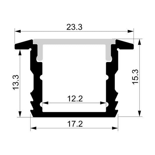 Deep Square Winged Aluminium Profile 2m Length - HV9699-2315-2M