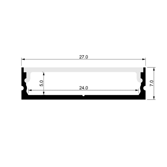 Shallow Square Aluminium Profile 2m Length - HV9699-2707-2M