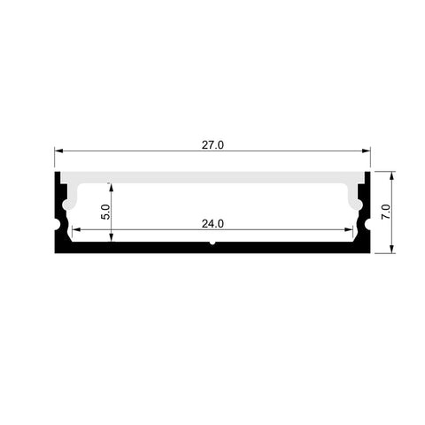 Shallow Square Aluminium Profile 2m Length - HV9699-2707-2M