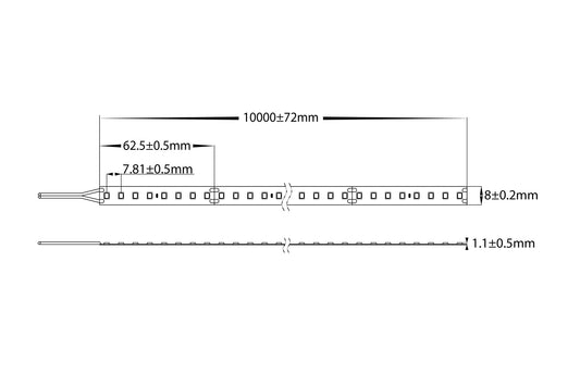 9.6w 24v DC IP20 LED Strip 3000k - HV9722-IP20-128-3K