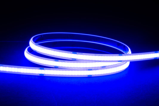 HV9761-IP54-320-B-10M - 9.6w IP54 24v DC Blue COB Dotless LED Strip