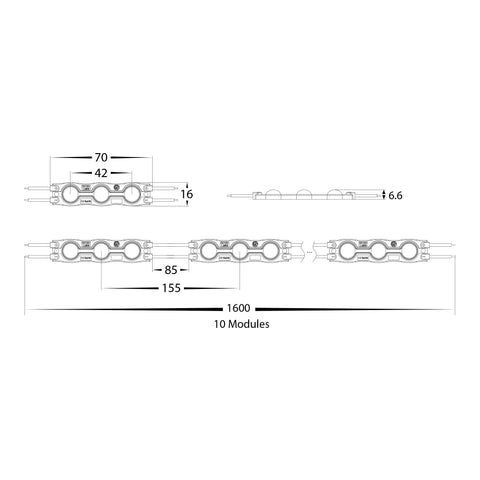 HV9794-IP65-20-3K - 0.72w IP65 12v DC Signage Modules 3000K