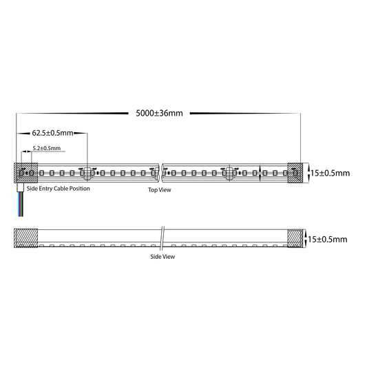 HV9796-IP67-200-RGBW - 14.4w IP67 24v DC Top Bend HaviFlex Flexible Neon LED Strip RGBW