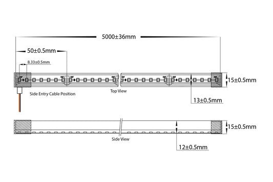HV9796-IP67-200-4K-20M - 14.4w IP67 24v DC Top Bend HaviFlex Flexible Neon LED Strip 4000k