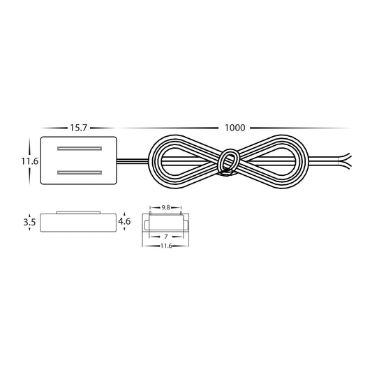 10 Pack of LED Strip Connectors with 1m Cable to suit IP20 10mm PCB LED Strip - HV9948-10PK
