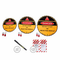 VOLT SAFETY - LOCKOUT-KIT-SW - STEERING WHEEL LOCKOUT COVER KIT WITH 3 LOCKS & KEYS | 40, 50, 60CM