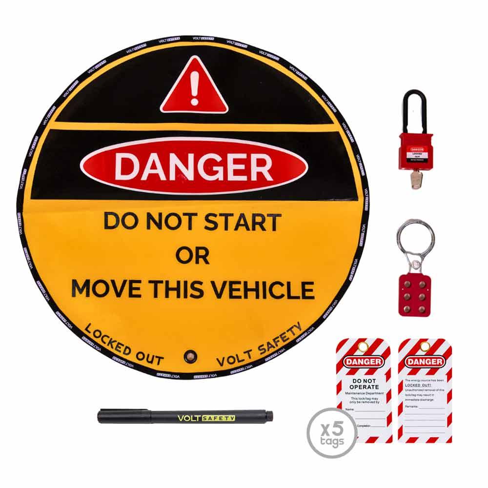 VOLT SAFETY - LOCKOUT-SW-50-K - STEERING WHEEL LOCKOUT COVER KIT WITH LOCK & KEY | 50CM