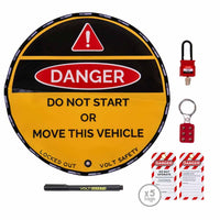 VOLT SAFETY - LOCKOUT-SW-60-K - STEERING WHEEL LOCKOUT COVER KIT WITH LOCK & KEY - 60CM