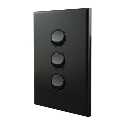 Light Switch 3 Gang – MATTE BLACK VERTICAL LS103VMB-L