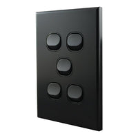 Light Switch 5 Gang – MATTE BLACK VERTICAL LS105VMB-L