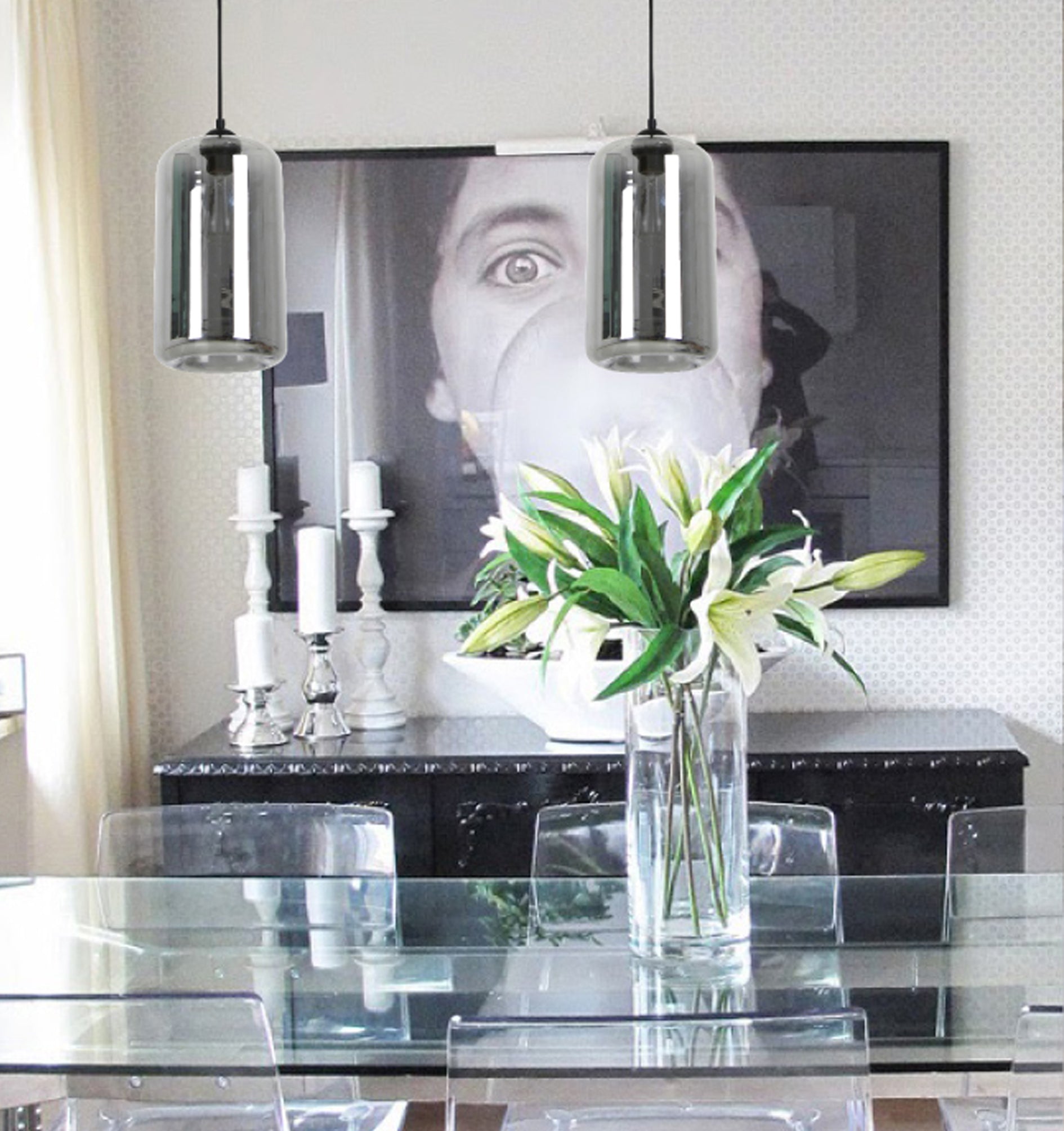 Modern Retro Oblong Glass Pend - MASON3