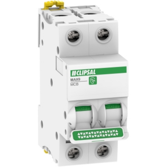 Clipsal MAX9 50 Amp MCB C Curve 2 Pole 6kA