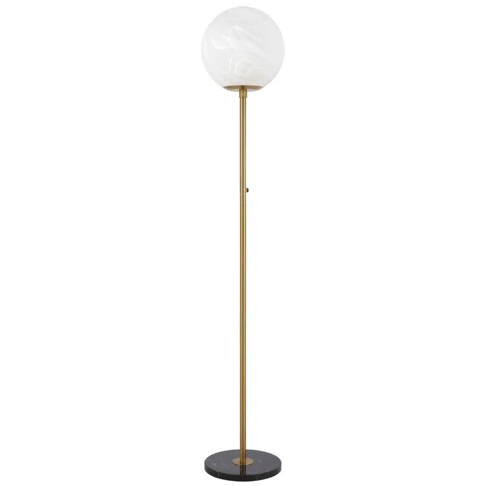 Oliana Floor Lamp 1 Lt in Antique Gold & Alabastro Glass - OLIANA FL-AGMB