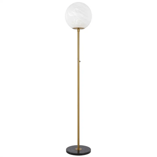 Oliana Floor Lamp 1 Lt in Antique Gold & Alabastro Glass - OLIANA FL-AGMB