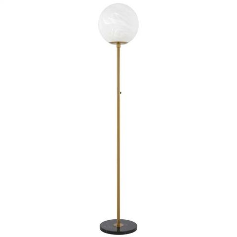 Oliana Floor Lamp 1 Lt in Antique Gold & Alabastro Glass - OLIANA FL-AGMB