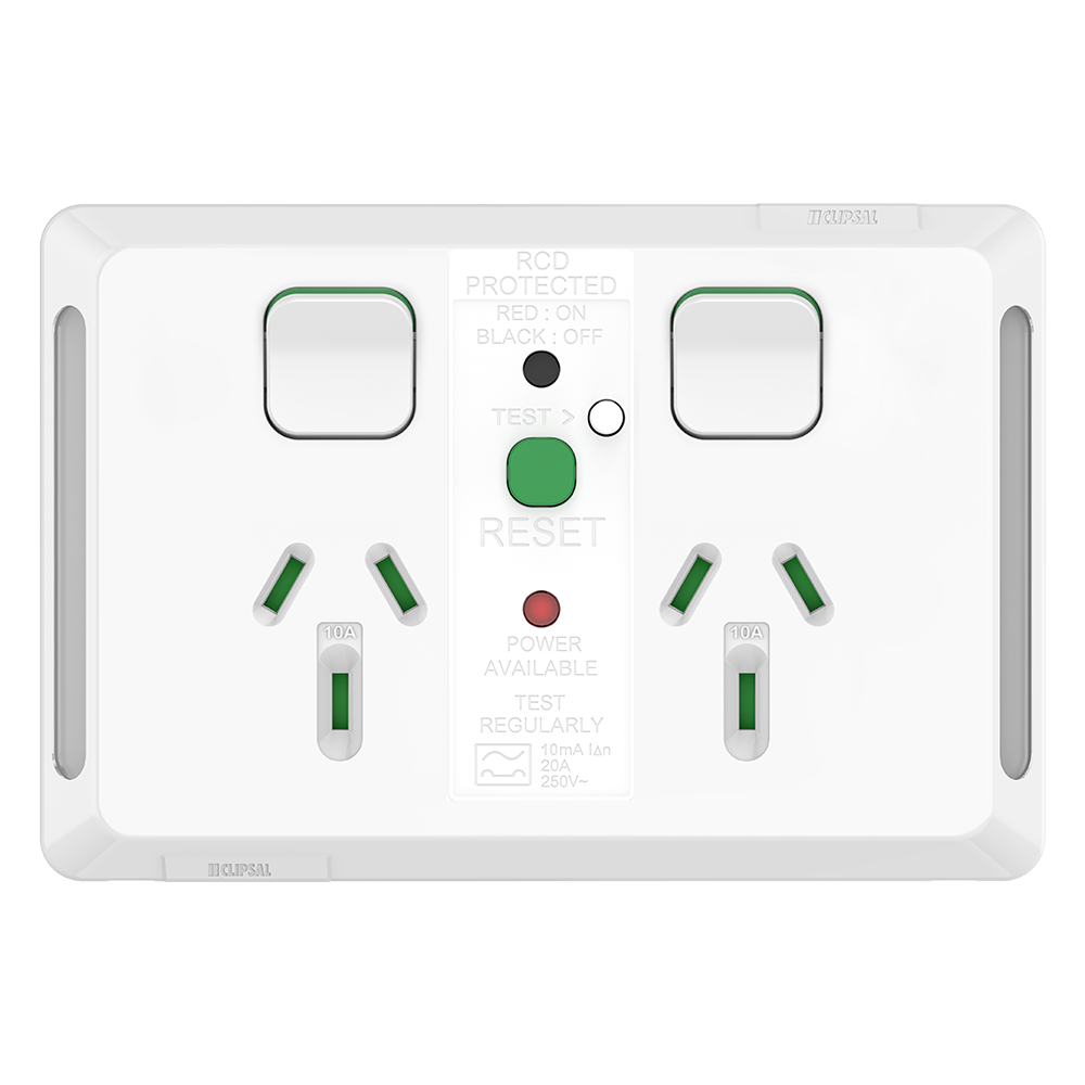 Clipsal Pro Series Double Powerpoint 10A 10mA RCD Protected Extra Vivid White - P3025RCD10-XW - ARCK Electrical Wholesale Supplies