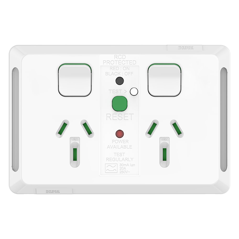 Clipsal Pro Series Clipsal Pro Double Powerpoint 30mA RCD 10A White Extra Vivid White - P3025RCD30-XW - ARCK Electrical Wholesale Supplies