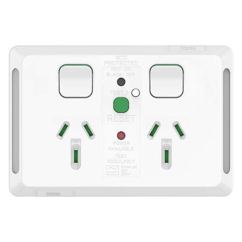 Clipsal Pro Series Clipsal Pro Double Powerpoint 30mA RCD 10A White Extra Vivid White - P3025RCD30-XW - ARCK Electrical Wholesale Supplies