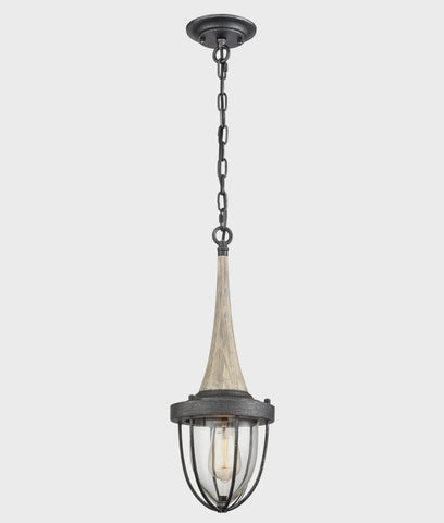 Classic Replica Pendulum PENDANT ES Weathered Charcoal & washed wood CAGE OD180mm - PENDOL01 - ARCK Electrical Wholesale Supplies