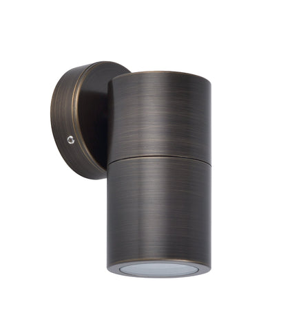 PILLAR S/ADJ GU10 Solid Rustic Brass IP65 RND B/Plate - PG1ABR