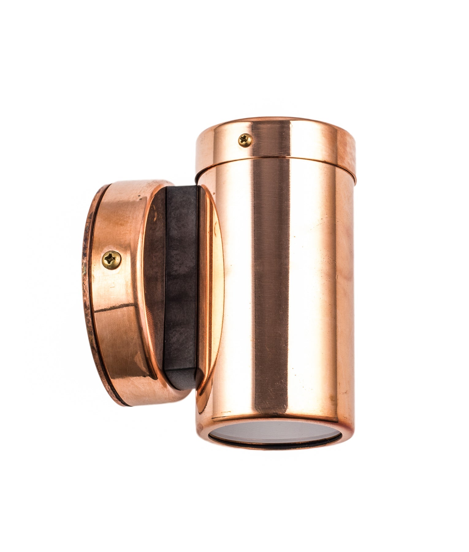 PILLAR D/ADJ GU10 Cop IP54 RND B/Plate Brass Knuckle A/Glare - PG2ACEC