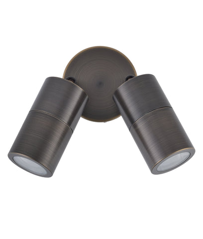 PILLAR S/ADJ GU10 Solid Rustic Brass IP65 RND B/Plate - PG1ABR