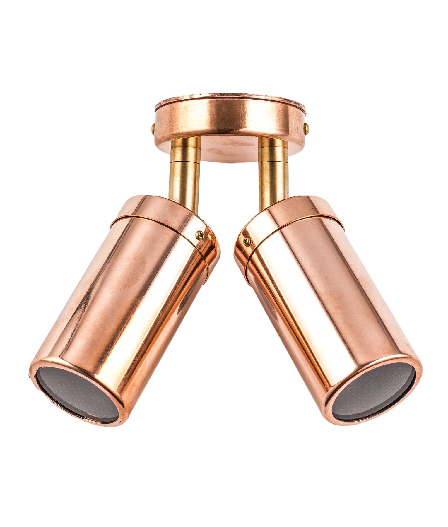 PILLAR D/ADJ GU10 Cop IP54 RND B/Plate Brass Knuckle A/Glare - PG2ACEC
