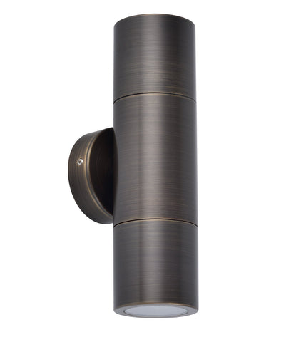 PILLAR S/ADJ GU10 Solid Rustic Brass IP65 RND B/Plate - PG1ABR