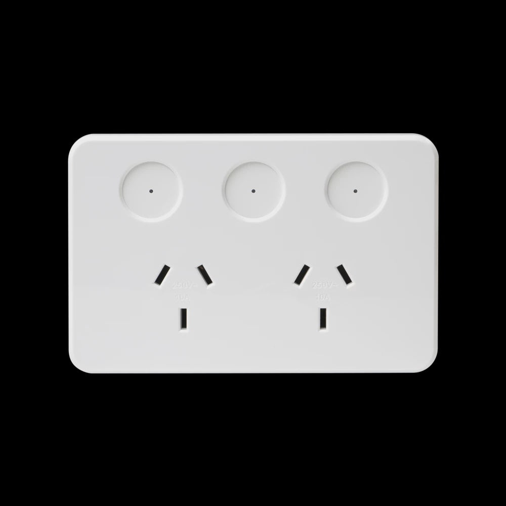 SAL Pixie Ambience Smart Twin  Powerpoint  10A 3Pin PC w/Multi-Fn Switch- White - SPO23/BTAM