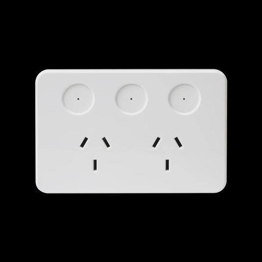 SAL Pixie Ambience Smart Twin  Powerpoint  10A 3Pin PC w/Multi-Fn Switch- White - SPO23/BTAM