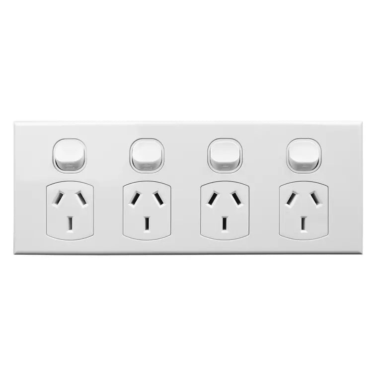 CSG 4 Gang Slimline GPO Powerp - PO410-L - ARCK Electrical Wholesale Supplies
