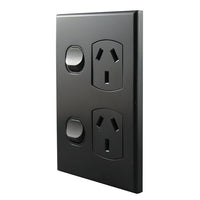 Double Power Point – VERTICAL MATTE BLACK POD10VMB-L