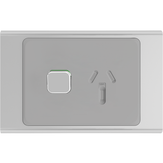 Clipsal Iconic Essence Styl Single Powerpoint Skin Silver - S3015C-SV - ARCK Electrical Wholesale Supplies