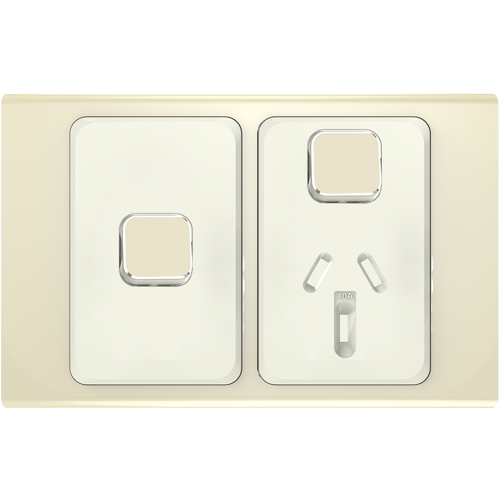Clipsal Iconic Essence Styl Single Powerpoint with Extra Switch Skin Crowne - S3015XC-CE - ARCK Electrical Wholesale Supplies