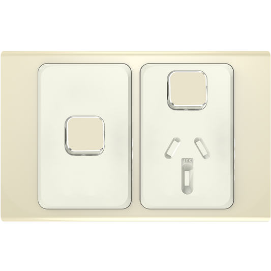 Clipsal Iconic Essence Styl Single Powerpoint with Extra Switch Skin Crowne - S3015XC-CE - ARCK Electrical Wholesale Supplies
