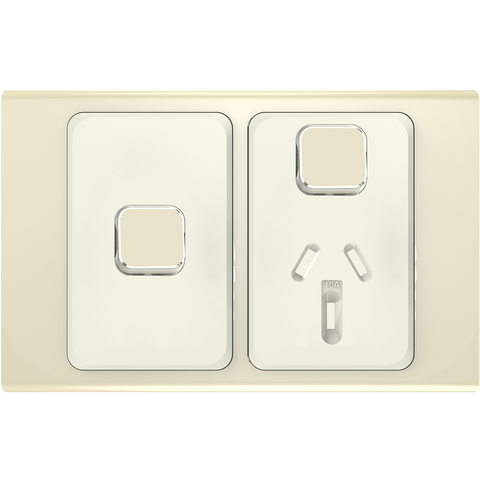 Clipsal Iconic Essence Styl Single Powerpoint with Extra Switch Skin Crowne - S3015XC-CE - ARCK Electrical Wholesale Supplies