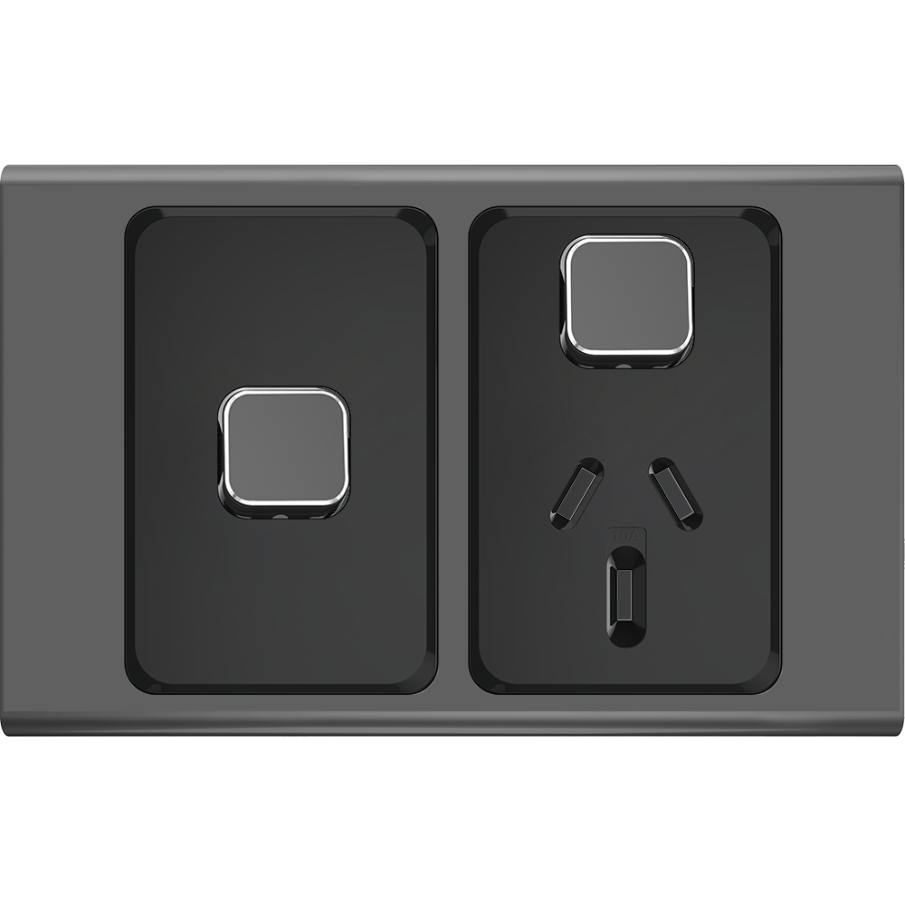 Clipsal Iconic Essence Styl Single Powerpoint with Extra Switch Skin Silver Shadow - S3015XC-SH - ARCK Electrical Wholesale Supplies