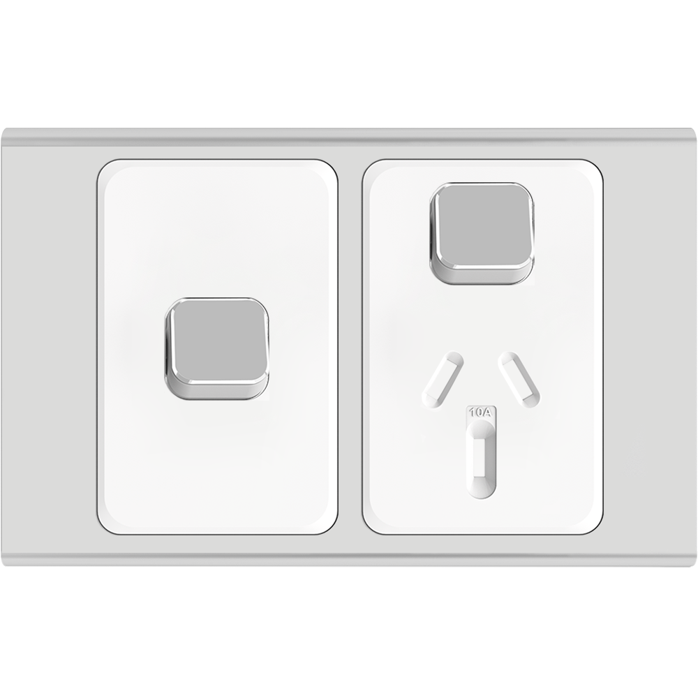 Clipsal Iconic Essence Styl Single Powerpoint with Extra Switch Skin Silver - S3015XC-SV - ARCK Electrical Wholesale Supplies
