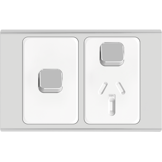 Clipsal Iconic Essence Styl Single Powerpoint with Extra Switch Skin Silver - S3015XC-SV - ARCK Electrical Wholesale Supplies
