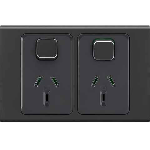 Clipsal Iconic Essence Styl Double Powerpoint Skin Silver Shadow - S3025C-SH - ARCK Electrical Wholesale Supplies